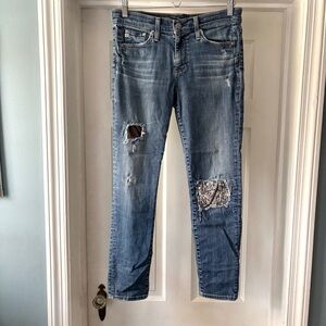 AG Adriano Goldschmied The Beau Slouchy Skinny Distressed Jeans Size 27